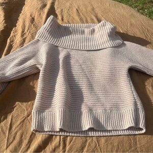 White House Black Market Cream/Metallic Gold Cowl Neck Sweater Size Small
